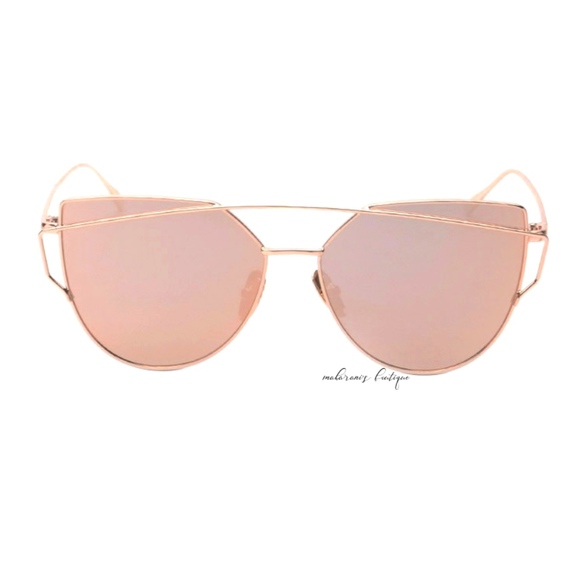 Sassy Rose Gold Cat-eye Mirrored Sunglasses - Picture 2 of 6